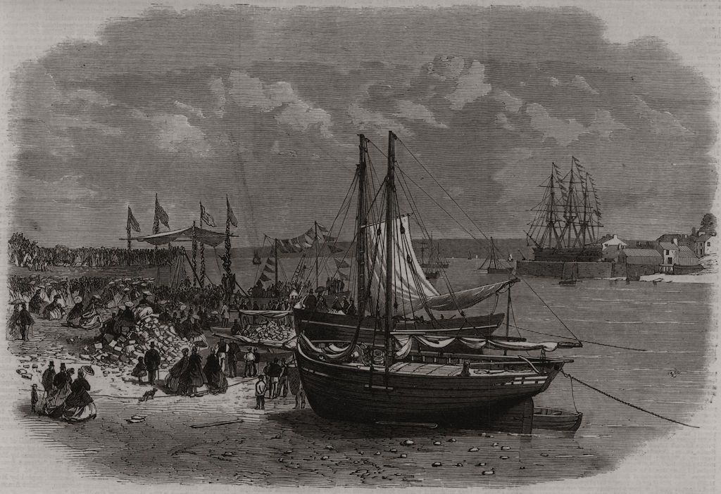 Laying the foundation-stone of the Hubberston Dock at Milford Haven. Wales 1864